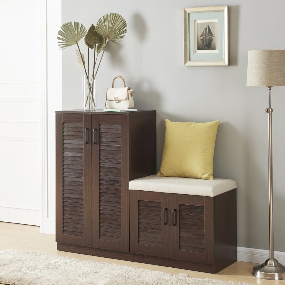 Schuhschrank Løten mit Sitzbank 120x36x97 cm Wenge [en. casa] Bild 1