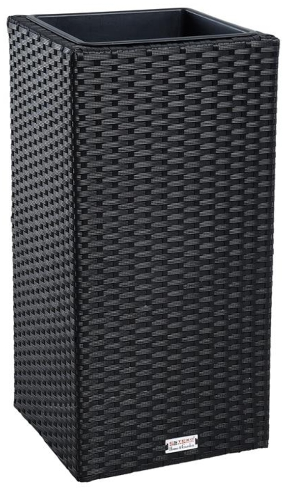 Polyrattan Blumenkübel Pflanzkübel 60 cm Rattan Blumentopf Übertopf Topf Schwarz Bild 1