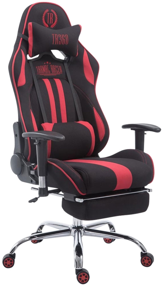 CLP Racing Gaming Bürostuhl Limit V2 Stoff höhenverstellbar und drehbar,schwarz/rot mit Fußablage Bild 1