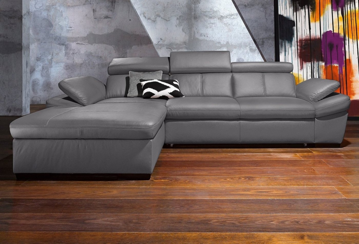 exxpo - sofa fashion Ecksofa Salerno, klassisch modernes Funktionssofa, hoher Sitzkomfort, L-Form, inkl. Kopf- und Armteilverstellung, wahlweise mit Bettfunktion Bild 1