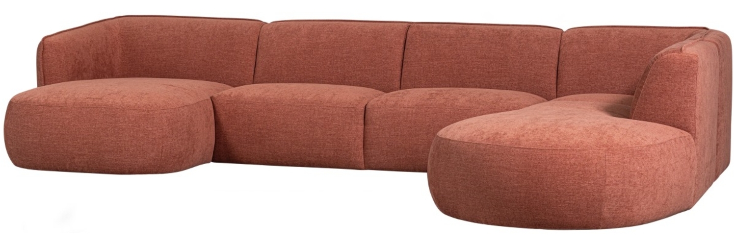 Sofa Polly U-Form aus Webstoff Rechts, Rosa Bild 1