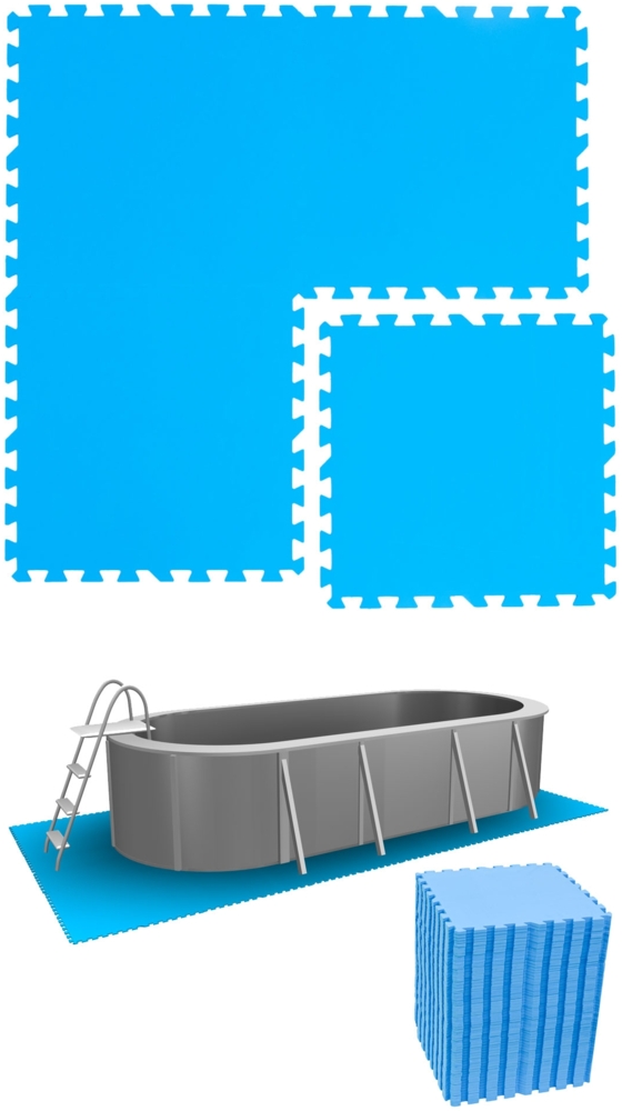 14m² Poolunterlage 60 Poolmatten 50x50cm in Blau Bild 1