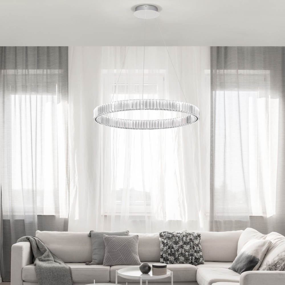 Nova Luce 9333067 AURELIA LED Pendelleuchte 80cm 3500K Chrom Kristall Bild 1