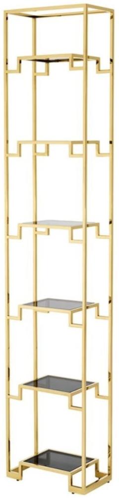 Casa Padrino Wohnzimmer Regalschrank Gold / Schwarz 45,5 x 25,5 x H. 221 cm - Luxus Wohnzimmerschrank Bild 1