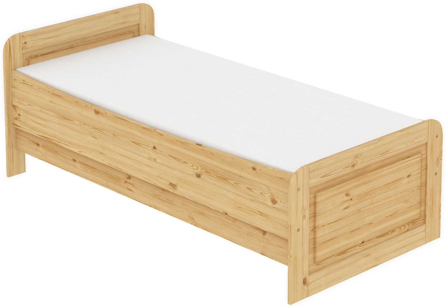 Seniorenbett extra hoch 90x200 Einzelbett mit Rollrost + Matratze Massivholz Kiefer Bett 60.42-09FLM Bild 1