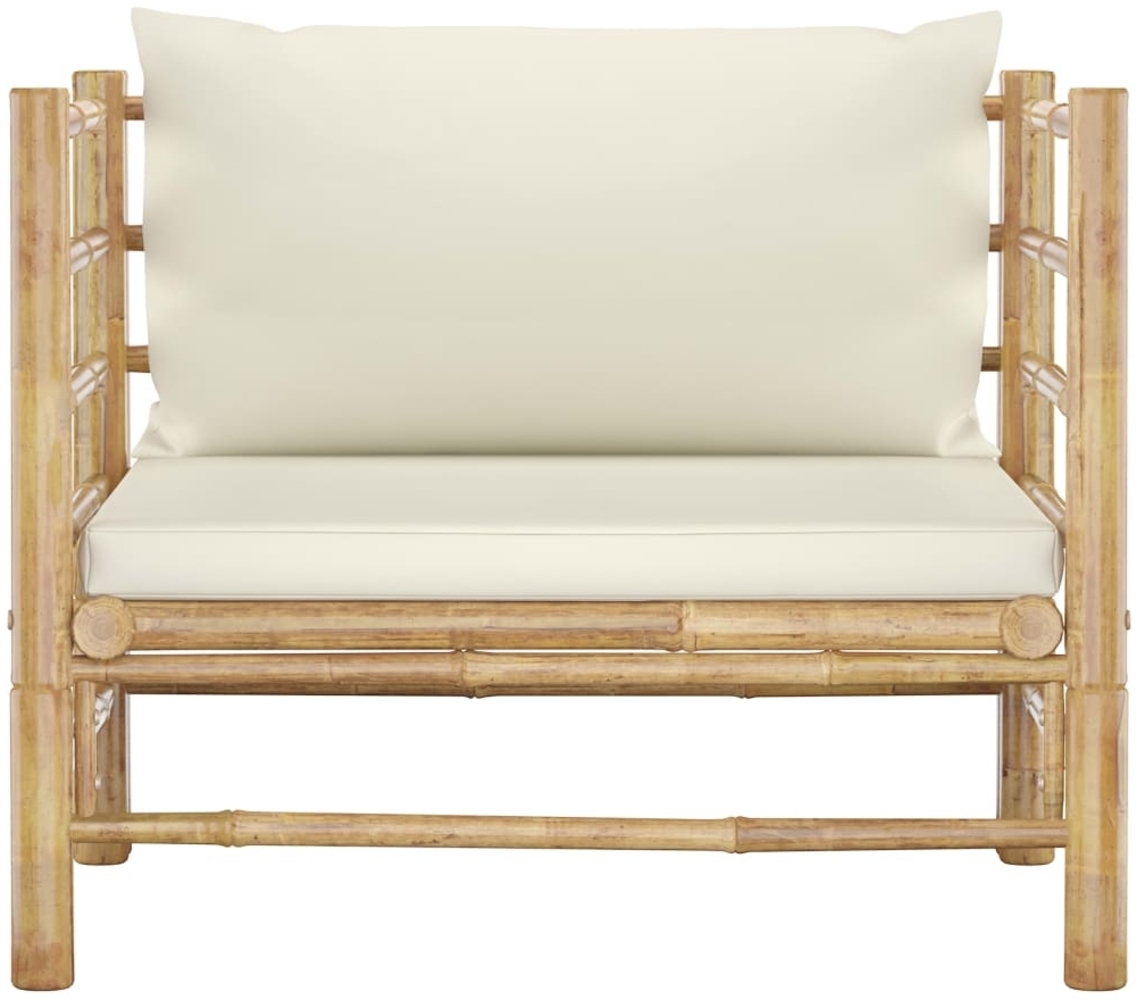 vidaXL Gartensofa mit Kissen Cremeweiß Bambus 313148 Bild 1