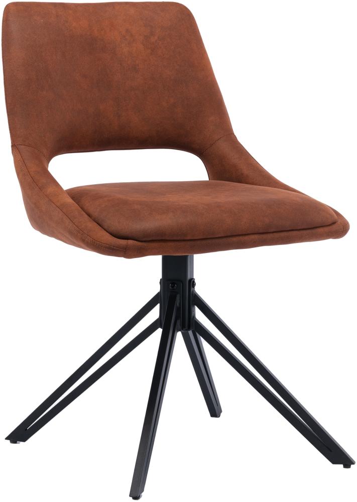 byLIVING Esszimmerstuhl 2er Set ESMA/Vintage-Stoff braun/Gestell Metall schwarz/Sitzschale 360° drehbar/Esszimmerstuhl/Küchenstuhl/B 53,5, H 82, T 60 cm (Vintage Stoff, braun) Bild 1