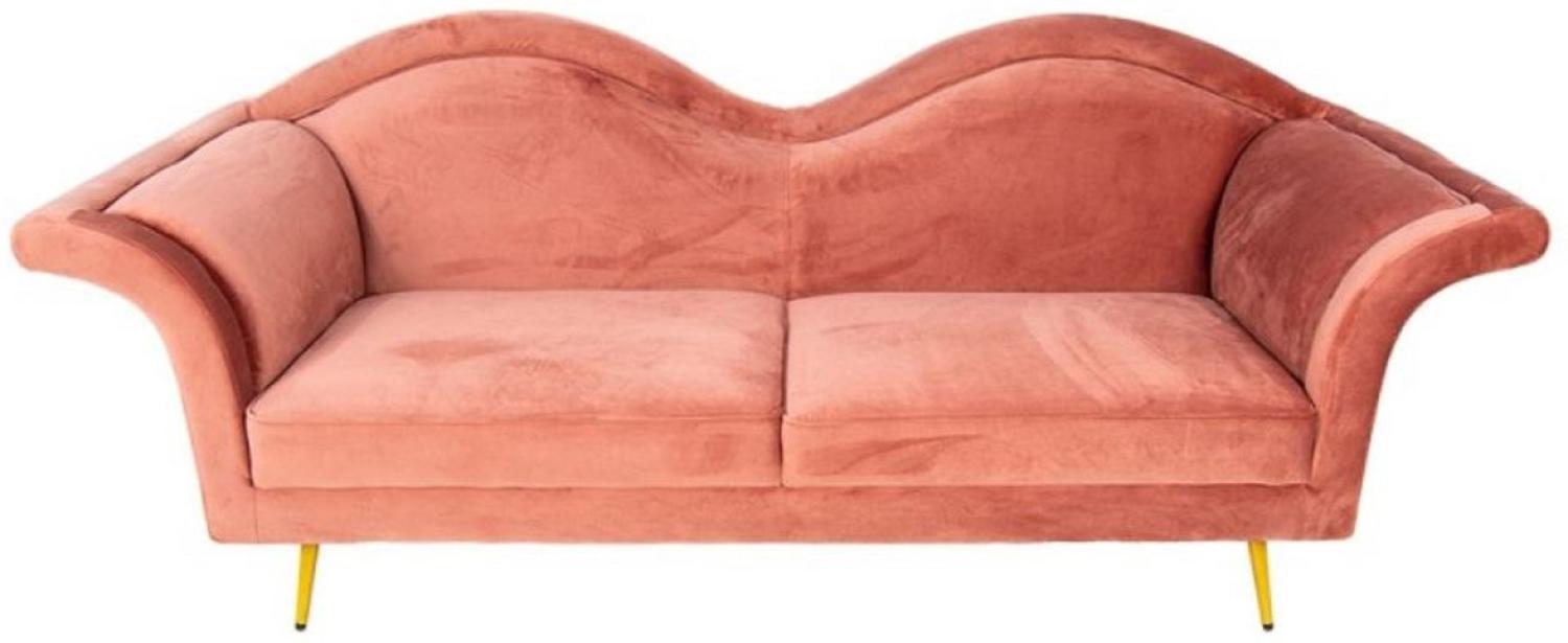 Casa Padrino Luxus Designer 3er Sofa Rosa / Gold 215 x 73 x H. 85 cm - Wohnzimmer Sofa - Wohnzimmer Möbel - Luxus Möbel - Designer Möbel - Wohnzimmer Einrichtung - Luxus Einrichtung Bild 1