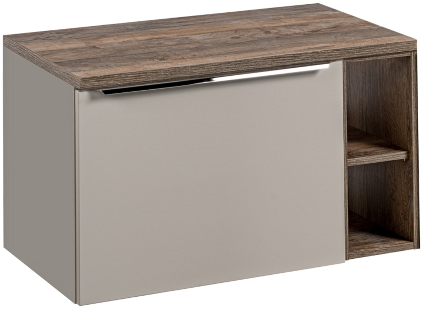 Waschtischunterschrank 80cm mit Regal PUEBLA-56-TAUPE in taupe mit Vintage Oak, B/H/T ca.: 80,4/48,5/46 cm Bild 1