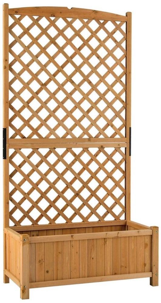 COSTWAY Blumenkasten, mit Spalier, Rankgitter & Drainageloch, Tannenholz Bild 1