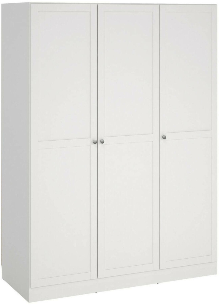 Dmora Kleiderschrank 3 Türen Gener, Schlafzimmermöbel, Schrank, Garderobe, 147x62 h200 cm, Weiß Bild 1