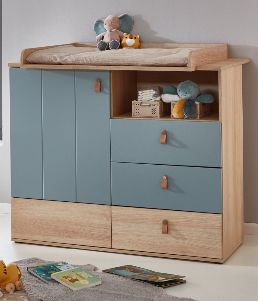 Arthur Berndt Wickelkommode »Roofy« mit abnehmbarem Wickelaufsatz, Salbei, Nagano Oak, 91x74x144 cm Bild 1