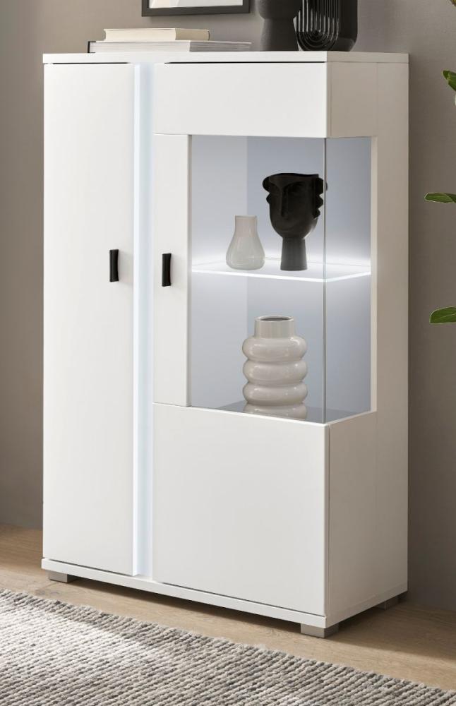 Vitrine Bellport in weiß matt 80 x 125 cm Bild 1