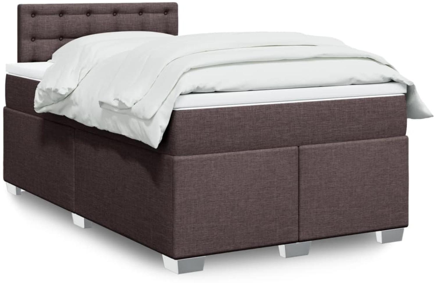 vidaXL Boxspringbett mit Matratze Dunkelbraun 120x200 cm Stoff 3288172 Bild 1