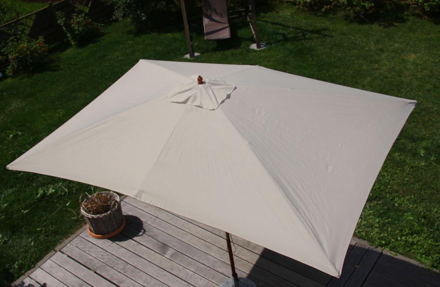 Sonnenschirm Florida, Gartenschirm Marktschirm, 2x3m Polyester/Holz 6kg ~ creme Bild 1