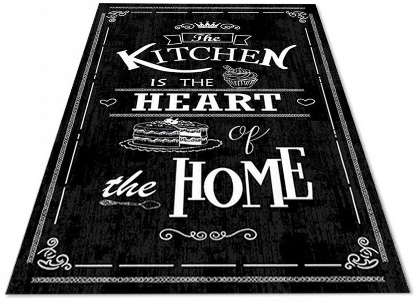 Jungengel Textilien Teppich Jungengel Textilien Waschbarer Küchenteppich Kitchen Heart Schwarz Bild 1