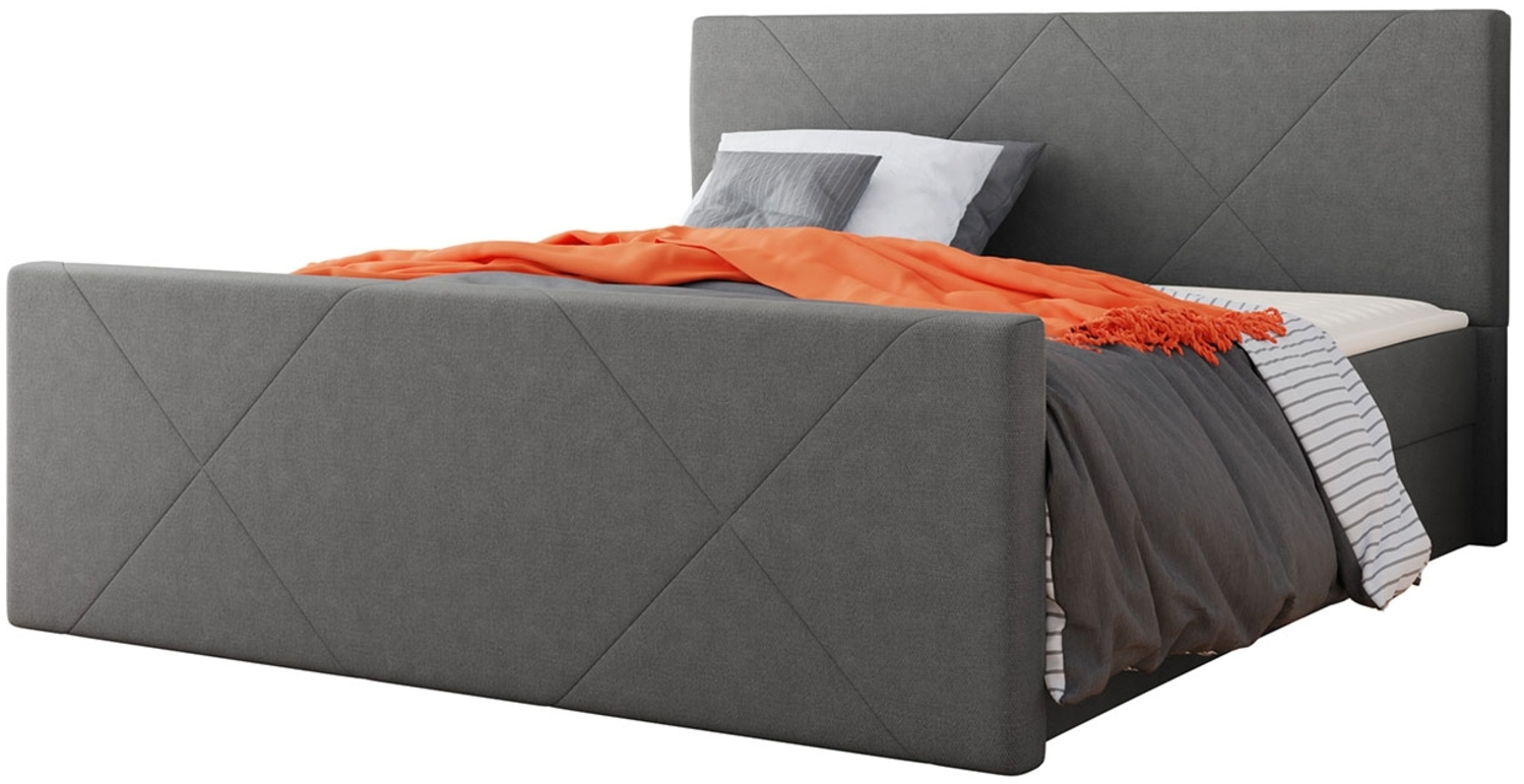 Mirjan24 Boxspringbett Ziton 4, Grau, 140x200 cm Bild 1