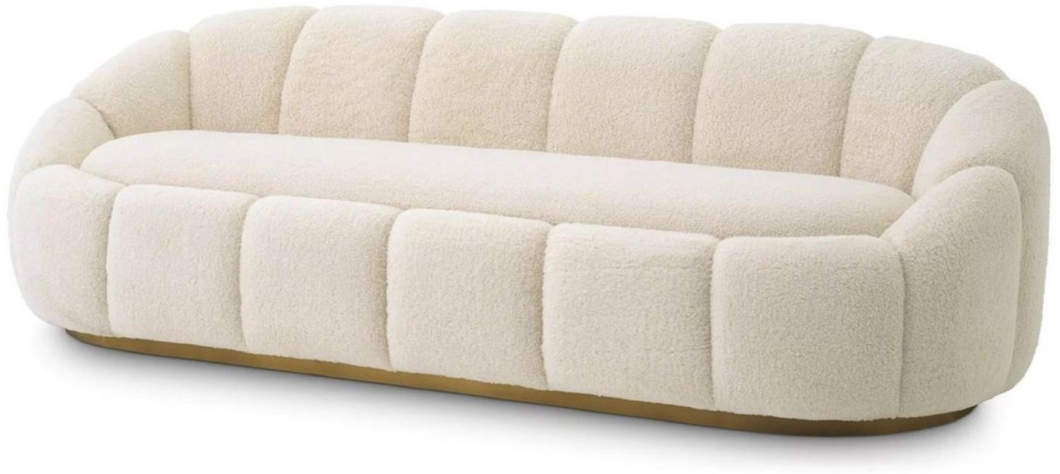 Casa Padrino Luxus Sofa Creme / Messing 230 x 80 x H. 71 cm - Wohnzimmer & Hotel Sofa - Wohnzimmer & Hotel Möbel - Luxus Qualität Bild 1