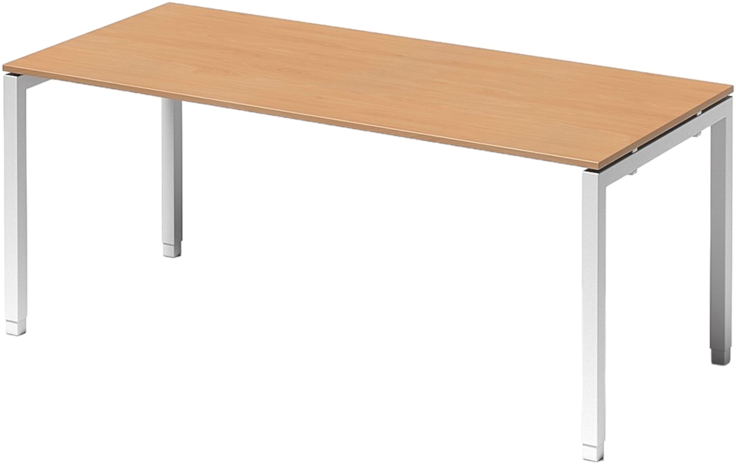 Bisley Cito höhenverstellbarer Schreibtisch 180x80 cm, Tischplatte in Buche, Gestell in Weiß - PC Tisch für's Büro manuell höhenverstellbar, Computertisch verstellbar, DUH1808-BC-396 Bild 1