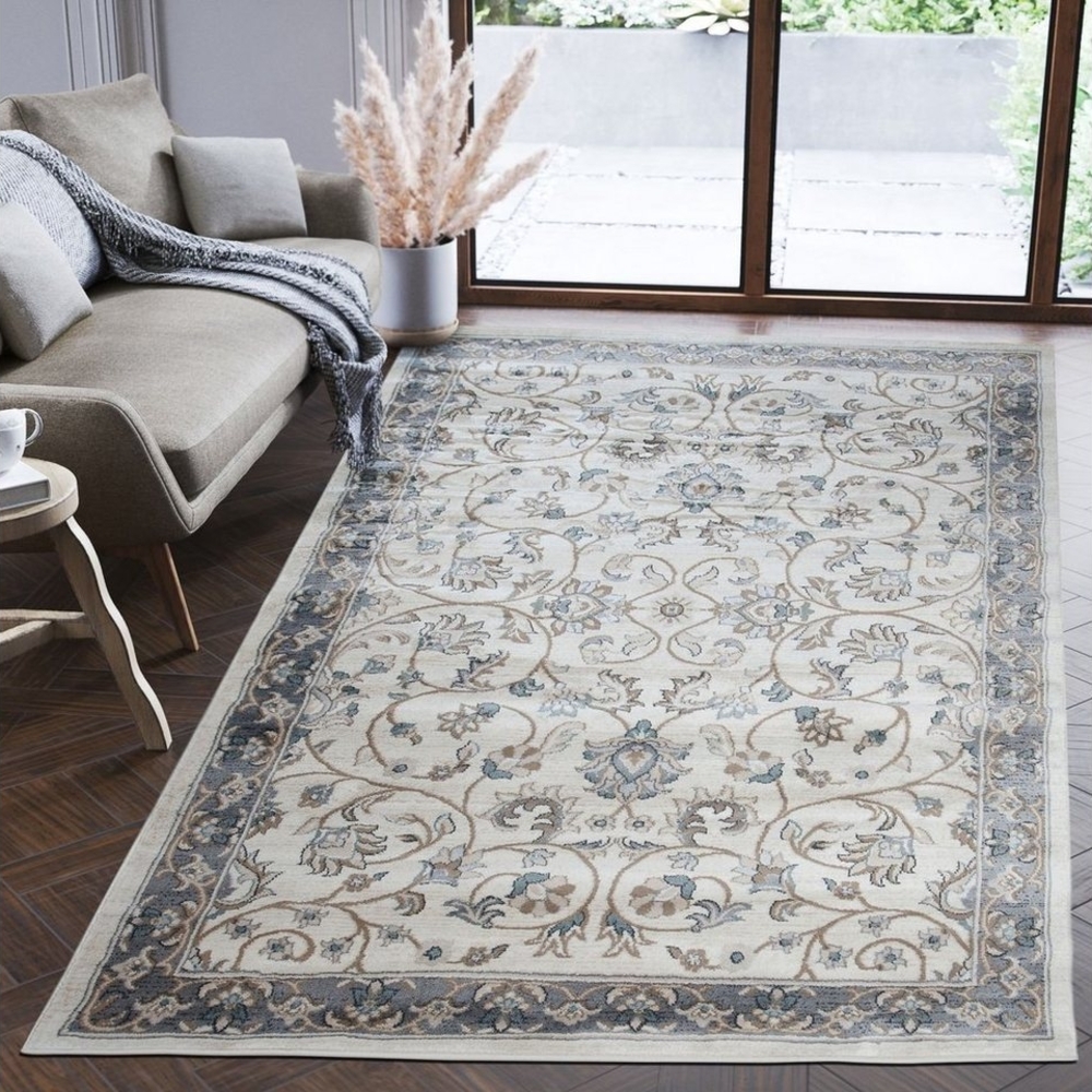 Mazovia Orientteppich Oriente Teppich - Traditioneller Teppich Orient Creme Grau, 60 x 100 cm, Geeignet für Fußbodenheizung, Pflegeleicht, Wohnzimmerteppich Bild 1