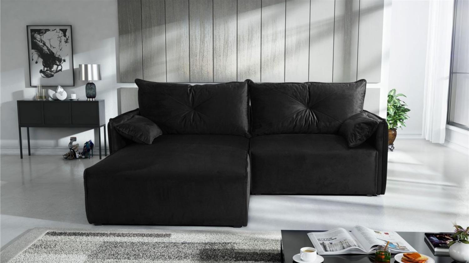 Ecksofa mit Schlaffunktion HUNTER XS in Stoff Royal Grafit Ottomane Links Bild 1