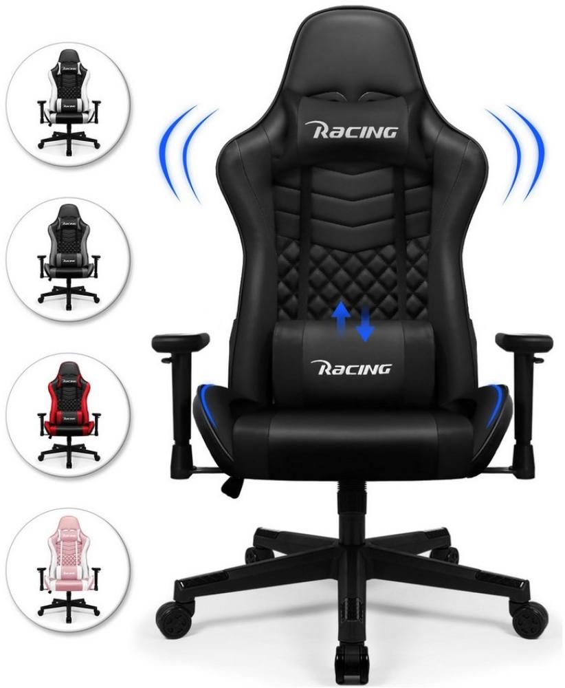 Hiazurm Gaming-Stuhl Gaming Stuhl, Bürostuhl Ergonomisch Wippfunktion bis zu 170° (Gaming Chair mit gepolsterten Armlehnen, 8 cm Höhenverstellung), Verstellbarem Lenden- & Kopfkissen, Gamer Stuhl 150kg Belastbarkeit Bild 1