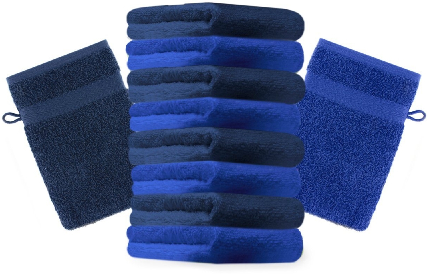 Betz Waschhandschuh 10 Stück Waschhandschuhe Premium 100% Baumwolle Waschlappen Set 16x21 cm Farbe dunkelblau und Royalblau Bild 1