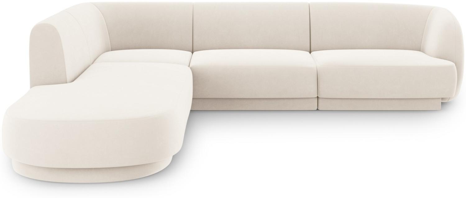 Micadoni 6-Sitzer Ecke links Sofa Miley | Beinfarbe Black Plastic, Helles Beige, Samt Bild 1