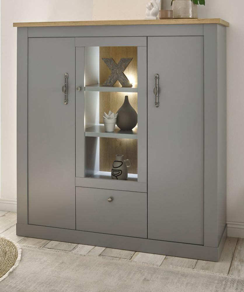 Highboard Rideau in grau und Eiche Artisan 138 x 142 cm Bild 1