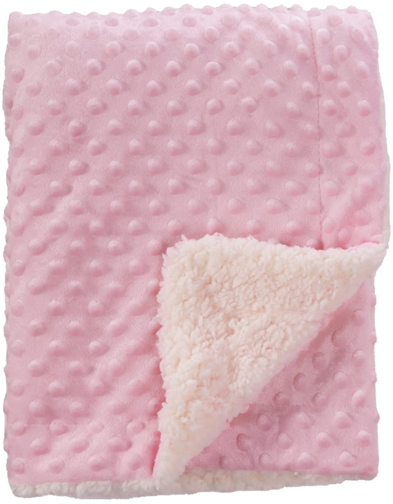 CREVENT Gemütlicher, weicher Fleece-Überwurf, warme Sherpa-Rückseite, Babydecke für Kleinkinder, Kinderbett, Kinderwagen, 75 x 100 cm, rosa Punkte Bild 1