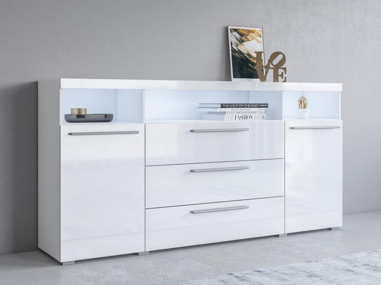 INOSIGN Sideboard India,Breite 182cm moderne Anrichte 2Türen,3 Schubladen, Kombikommode, Kommode viel Stauraum, Einlegeböden verstellbar,ohne Beleuchtung Bild 1