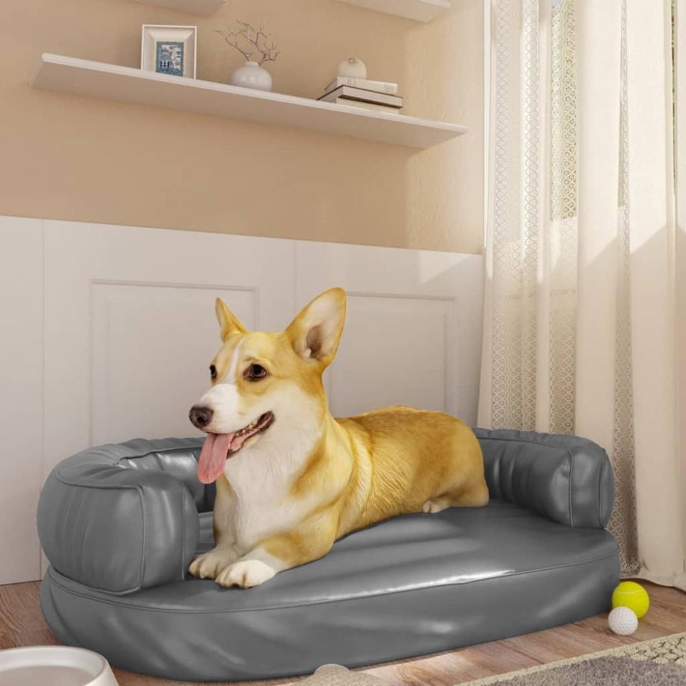 vidaXL Hundebett Ergonomisch Schaumstoff Kunstleder, Grau, 75x53 cm Bild 1