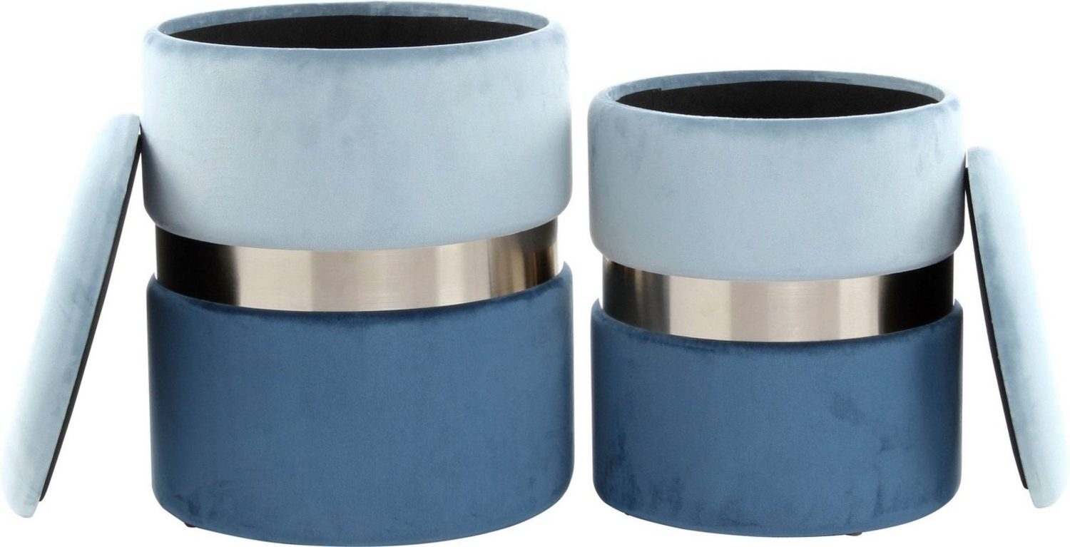 Hocker Zora 125 2-er Set Hellblau / Silber / Blau Bild 1