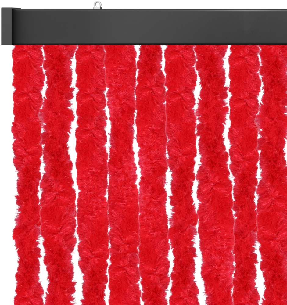 Flauschvorhang 120x200cm, perfekter Insekten- und Sichtschutz für Ihre Balkon- und Terrassentür, viele Farben Unistreifen rot Bild 1