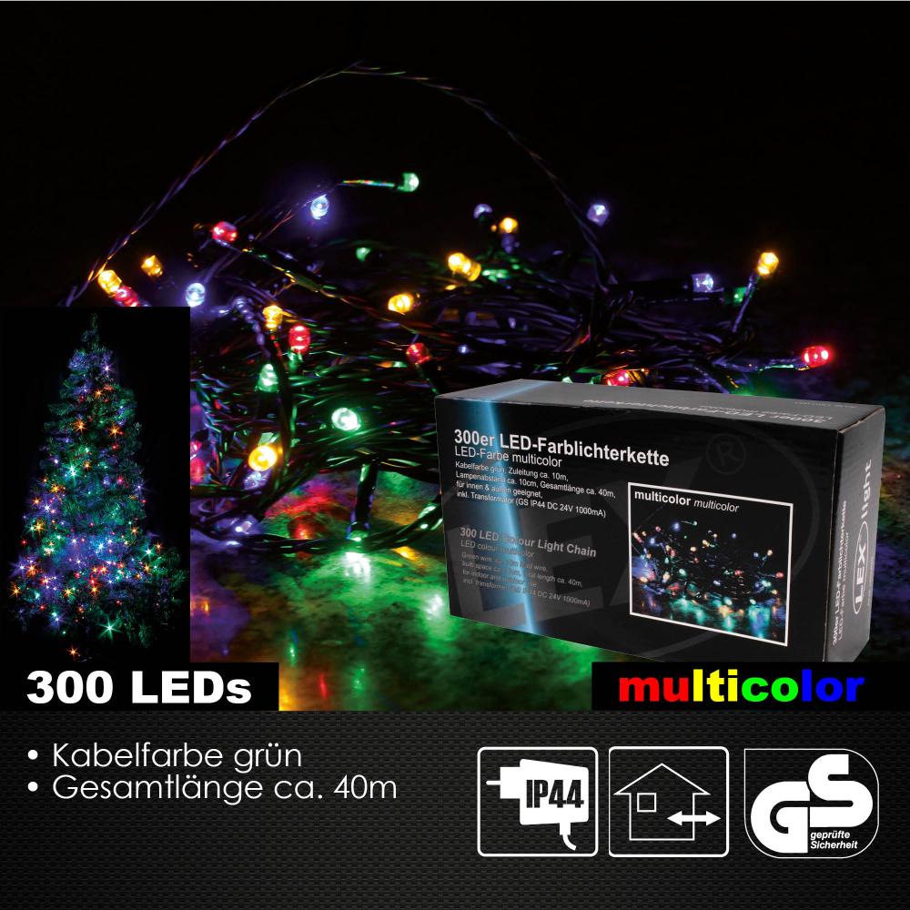 LED Lichterkette bunt 300er Farblichterkette multicolor Weihnachten Bild 1