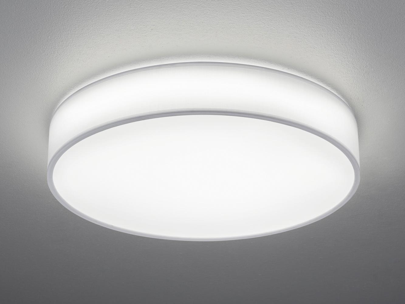 LED Deckenleuchte LUGANO mit Fernbedienung, Stoffschirm Weiß Ø 60cm Bild 1