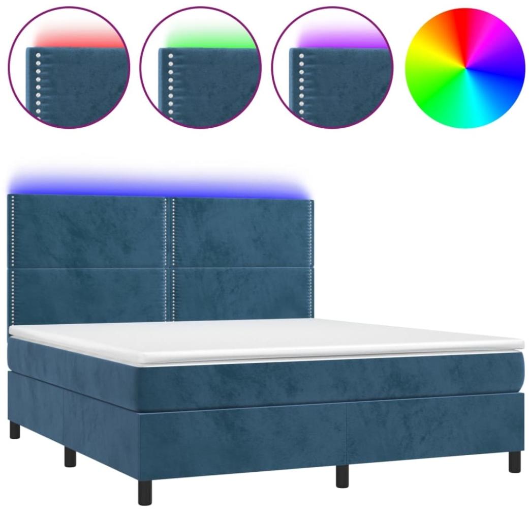 vidaXL Boxspringbett mit Matratze & LED Dunkelblau 160x200 cm Samt 3136075 Bild 1