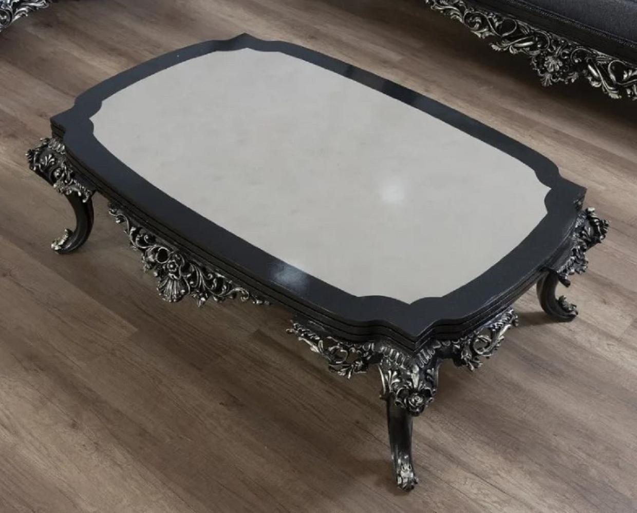 Casa Padrino Luxus Barock Couchtisch Grau / Schwarz / Silber - Handgefertigter Massivholz Wohnzimmertisch - Prunkvolle Massivholz Wohnzimmer Möbel im Barockstil Bild 1