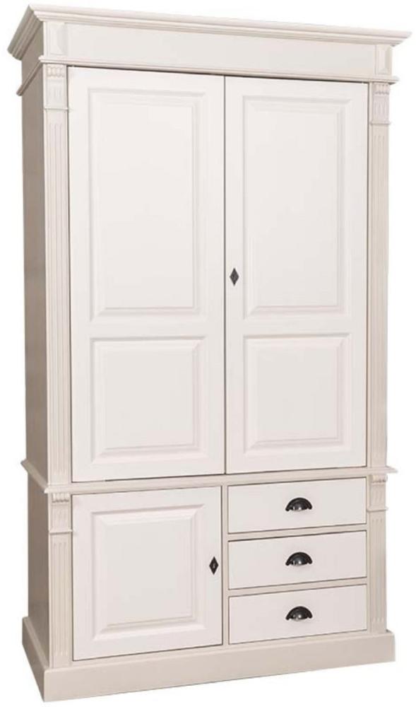 Casa Padrino Landhausstil Kleiderschrank Beige / Creme 120 x 59 x H. 210 cm - Massivholz Schlafzimmerschrank mit 3 Türen und 3 Schubladen - Landhausstil Schlafzimmermöbel Bild 1