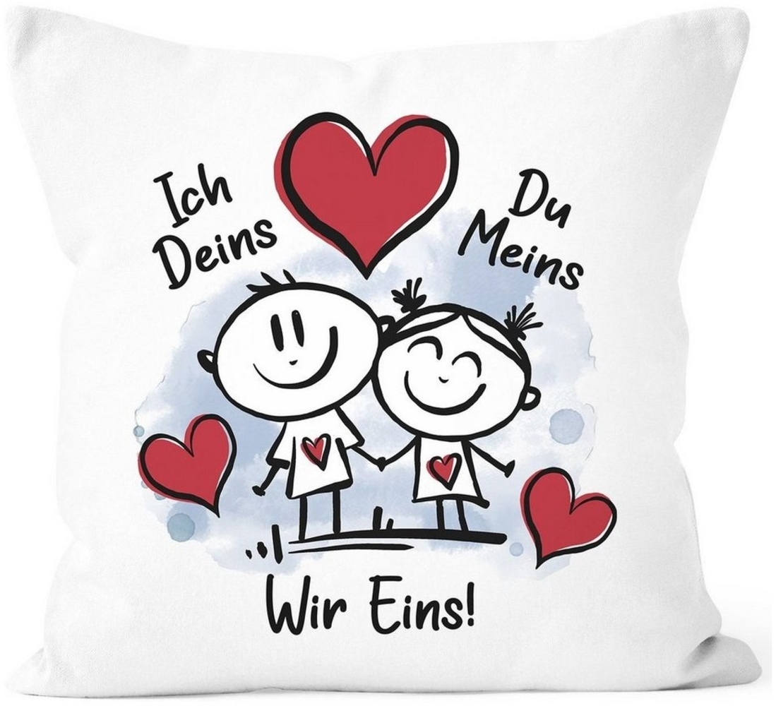 SpecialMe Dekokissen Kissen-Bezug verliebte Strichmännchem Ich Deins Du Meins Herz Geschenk Valentinstag Jahrestag SpecialMe® Bild 1