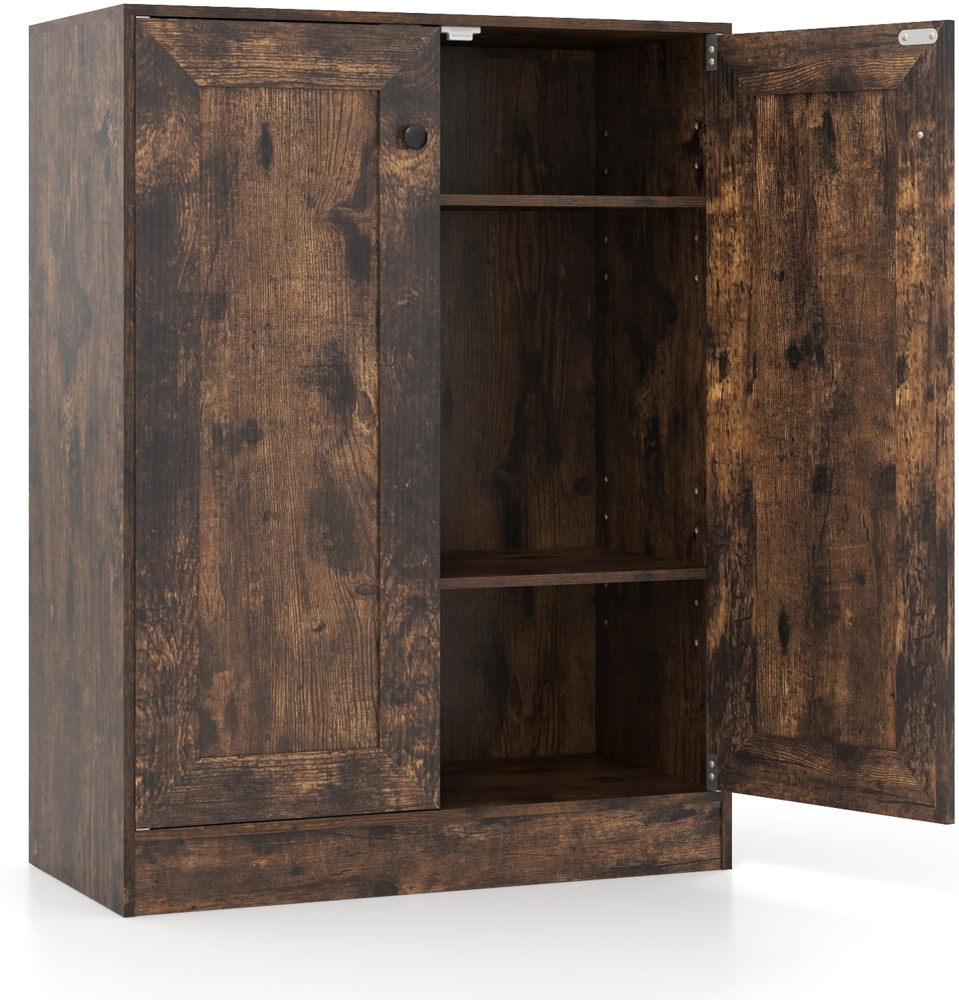 Holz Sideboard mit Türen & Verstellbaren Regalen Buffetschrank Bodenablageschrank Rustikales Braun Bild 1