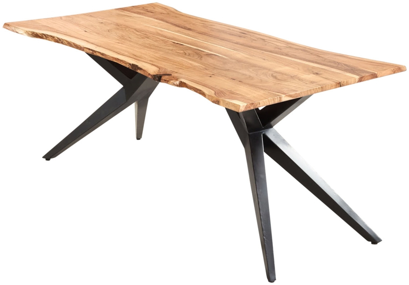 Esstisch Baumkante Akazie naturfarben 200 x 100 cm Airloft-Metallgestell schwarz CONNI 76488252 Bild 1