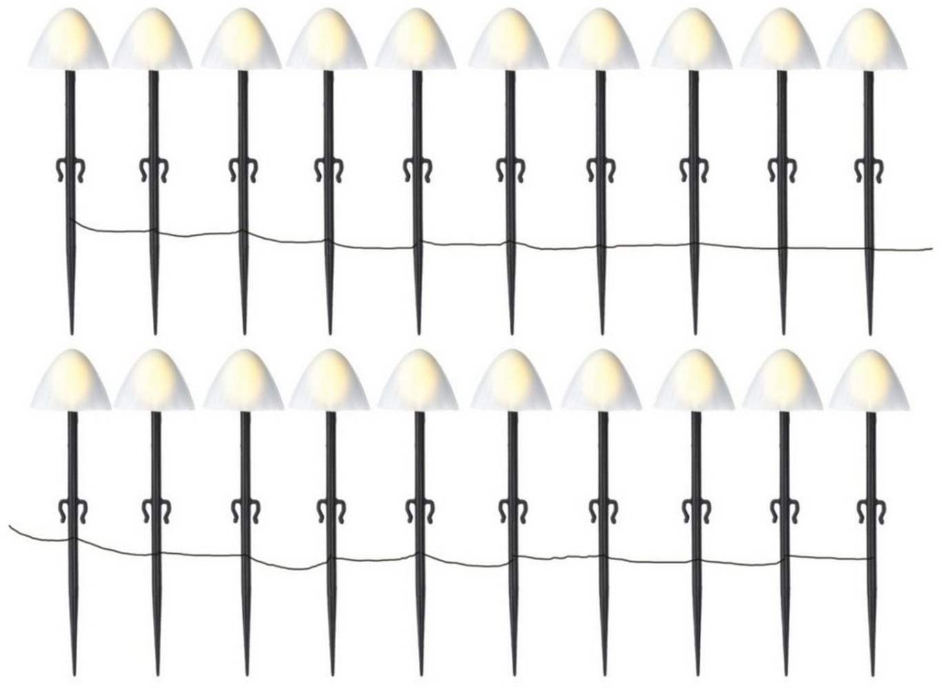 MARELIDA LED-Lichterkette Mini Pilze 20 Gartenstecker Gartendeko 8 Funkt. Timer weiß L: 3,8m, 20-flammig Bild 1