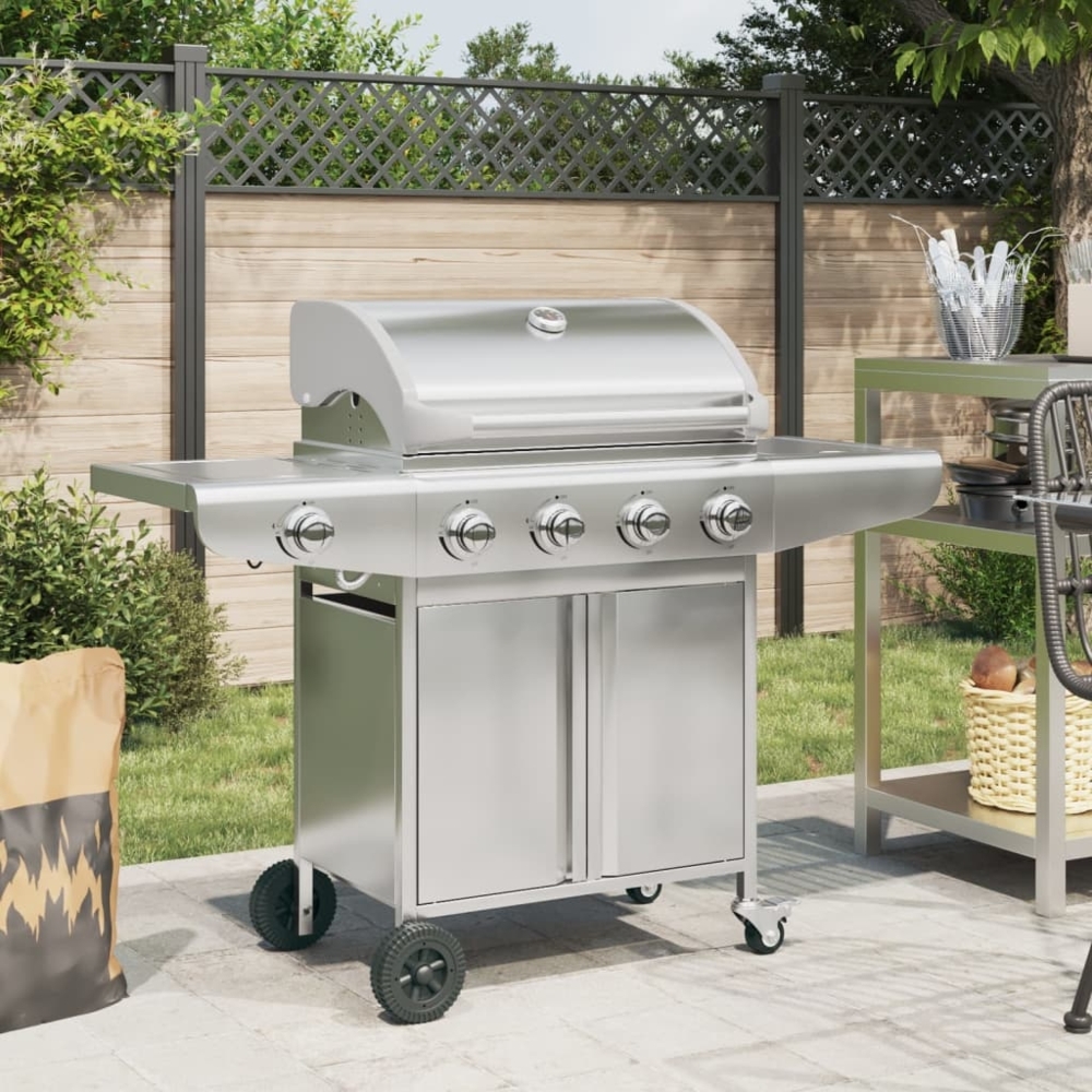 vidaXL Gasgrill mit 5 Flammen Silbern Edelstahl 367591 Bild 1