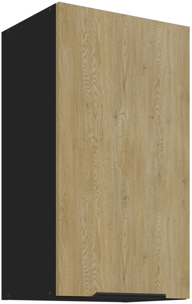 Küchen Hängeschrank 40 cm CREMONA Eiche hell + Schwarz matt Küche Küchenzeile Küchenblock Einbauküche Bild 1