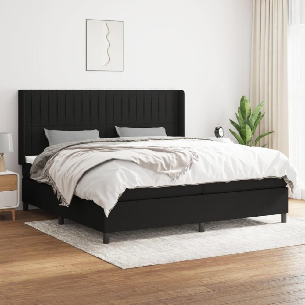 vidaXL Boxspringbett mit Matratze Stoff Schwarz 200 x 200 cm, Härtegrad: H2 [3131619] Bild 1