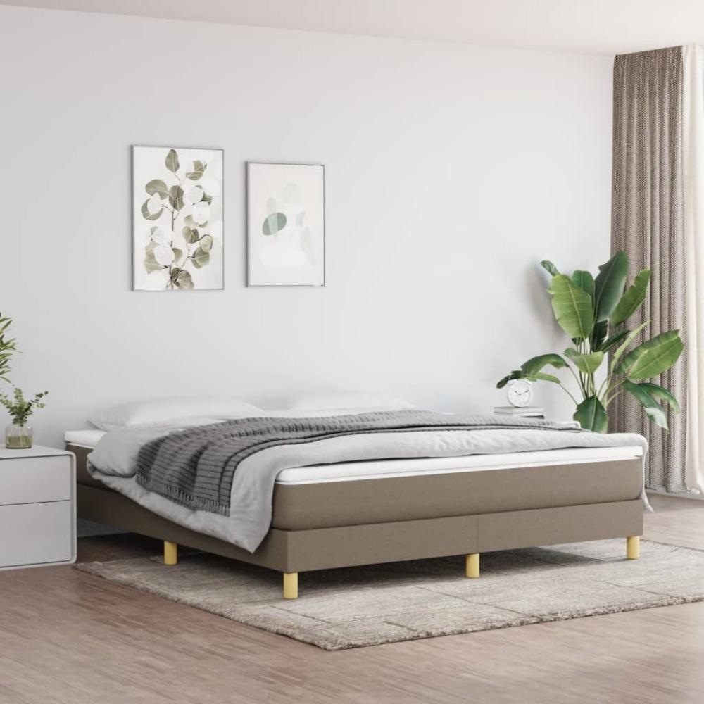 vidaXL Boxspringbett mit Matratze Taupe 160x200 cm Stoff 3144187 Bild 1