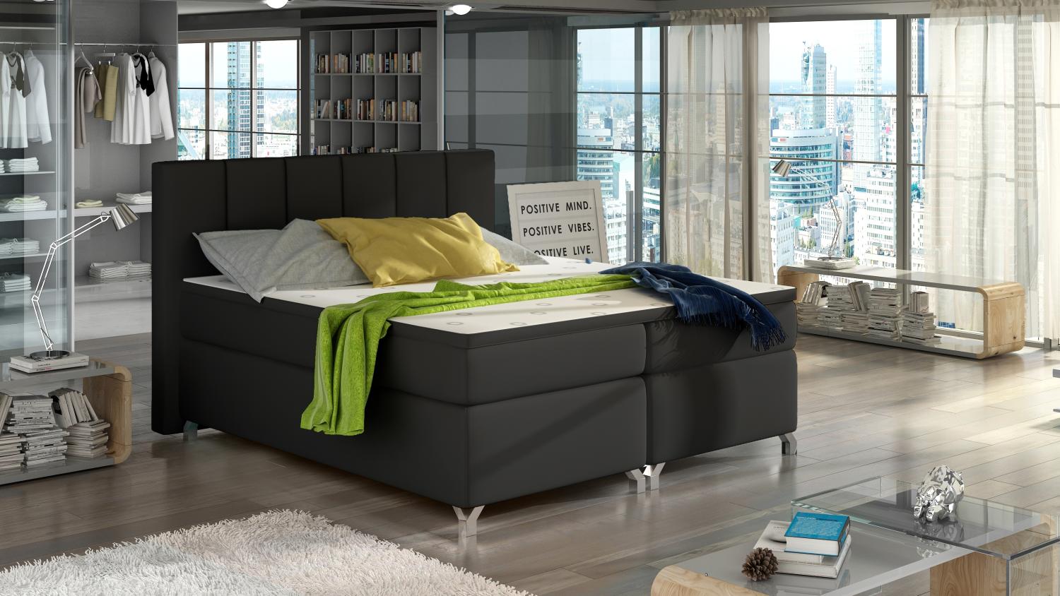 Basilio 180X200, Boxspring Bett, Schwarz Bild 1