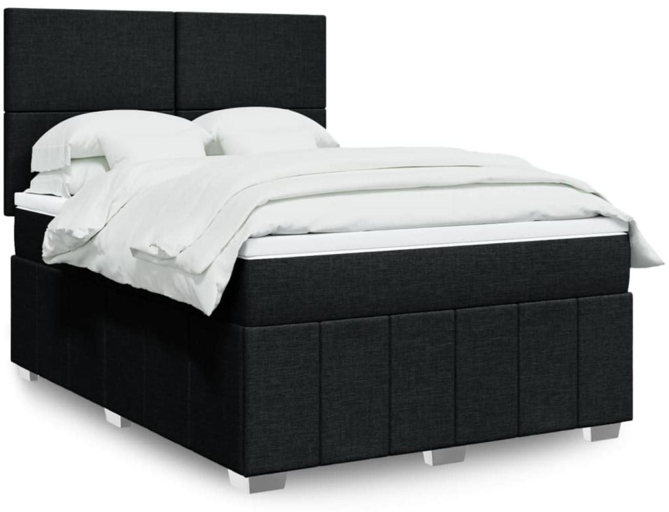 vidaXL Boxspringbett mit Matratze Schwarz 140x190 cm Stoff 3291658 Bild 1