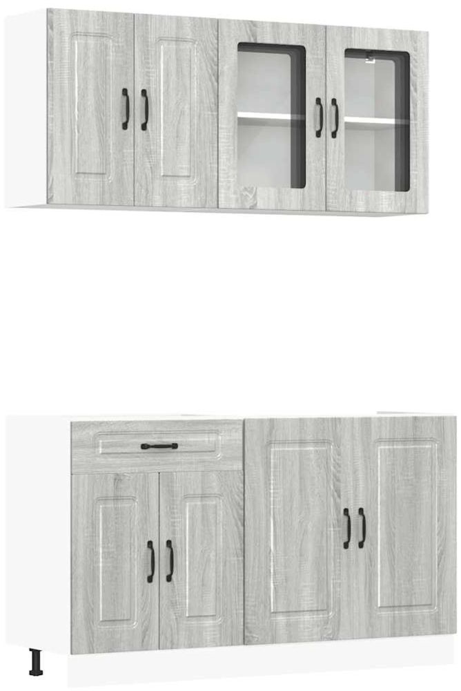 vidaXL 4-tlg. Küchenschrank-Set Kalmar Grau Sonoma Holzwerkstoff 3314857 Bild 1